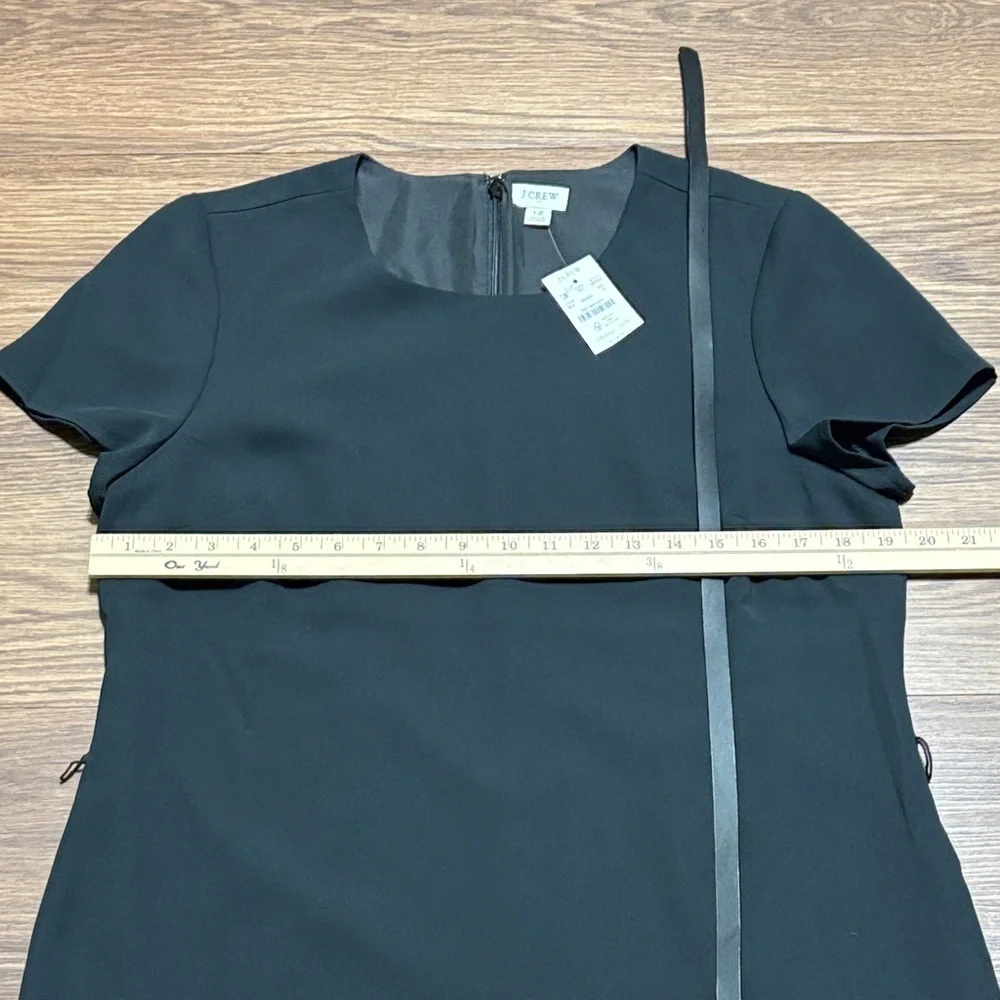 J.Crew Black Sheath Dress Size 12 Short Sleeve Career Classic + Belt